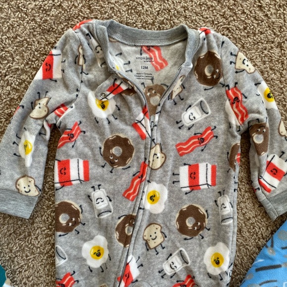 NWOT Carters 3-Pack Fleece Footie Pajama Set Sleeper PJs bundle size 12mo - Picture 2 of 11
